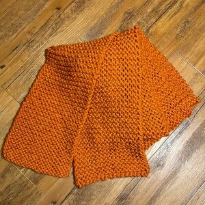 Super long handmade autumn orange knit scarf